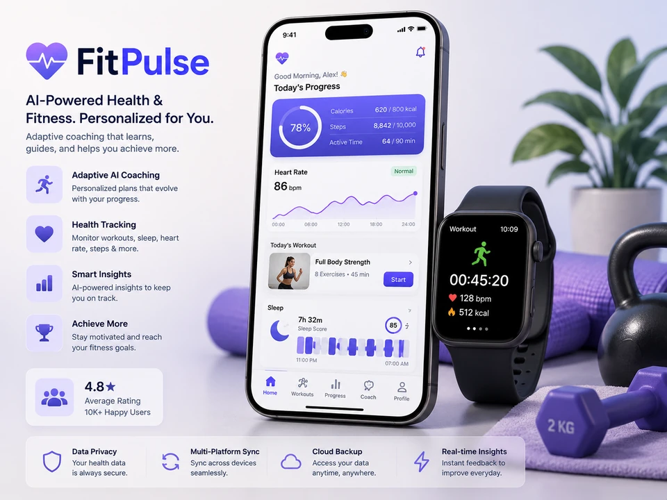 FitPulse cross-platform health app with adaptive AI coaching